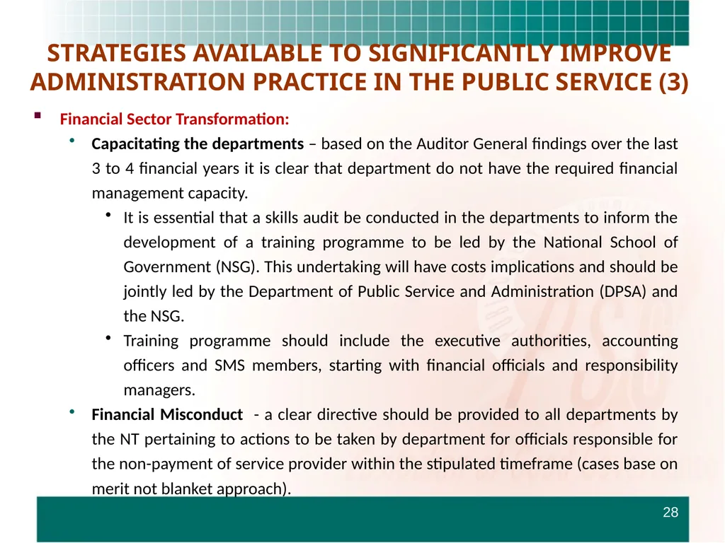 PRESENTATION TO THE STANDING COMMITTEE ON - slide 28 of 68