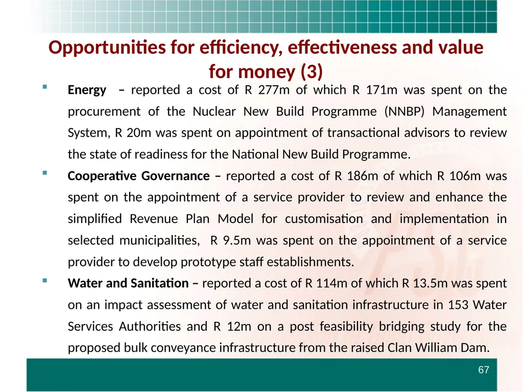 PRESENTATION TO THE STANDING COMMITTEE ON - slide 67 of 68