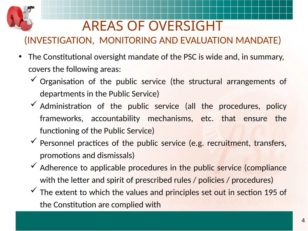 PRESENTATION TO THE STANDING COMMITTEE ON - slide 4 of 68