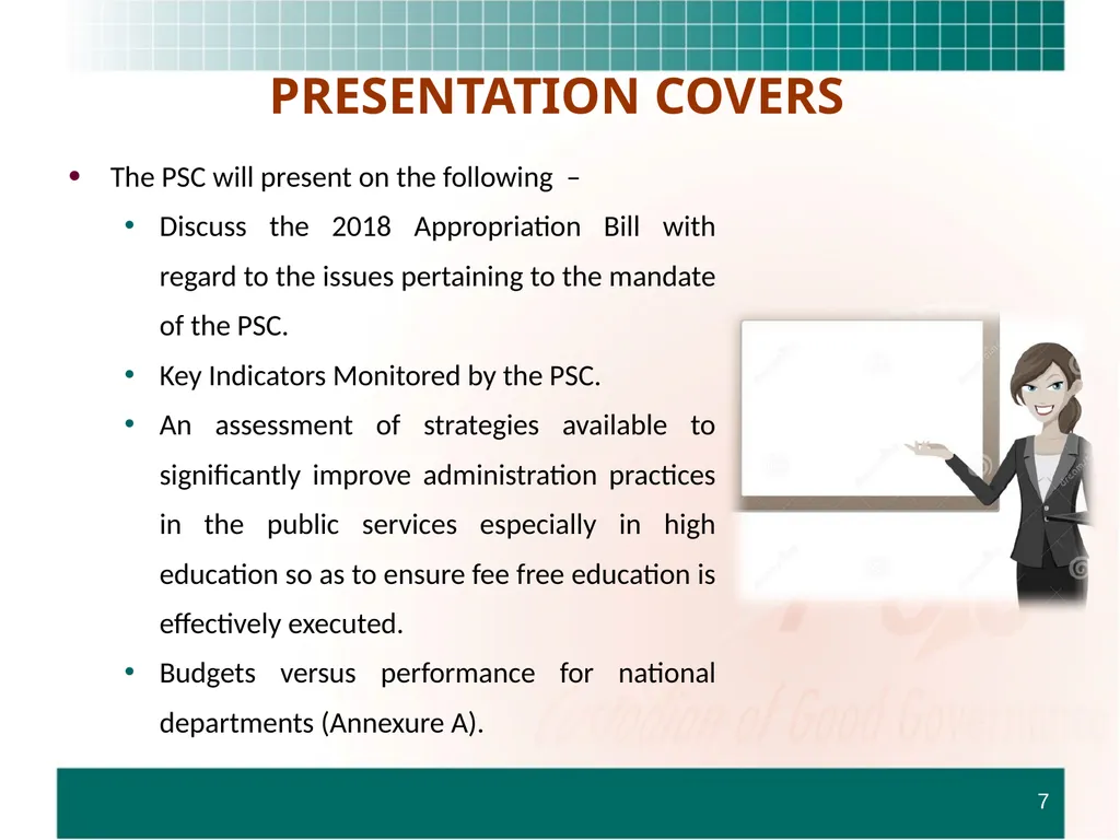 PRESENTATION TO THE STANDING COMMITTEE ON - slide 7 of 68