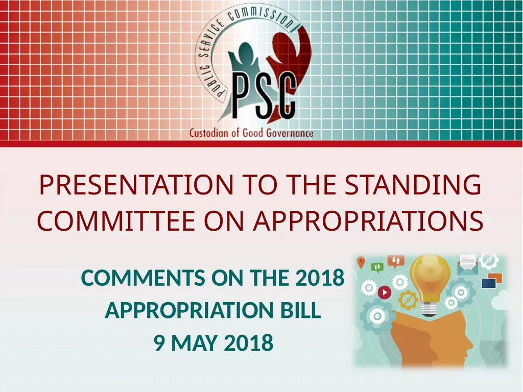 PRESENTATION TO THE STANDING COMMITTEE ON - slide 1 of 68