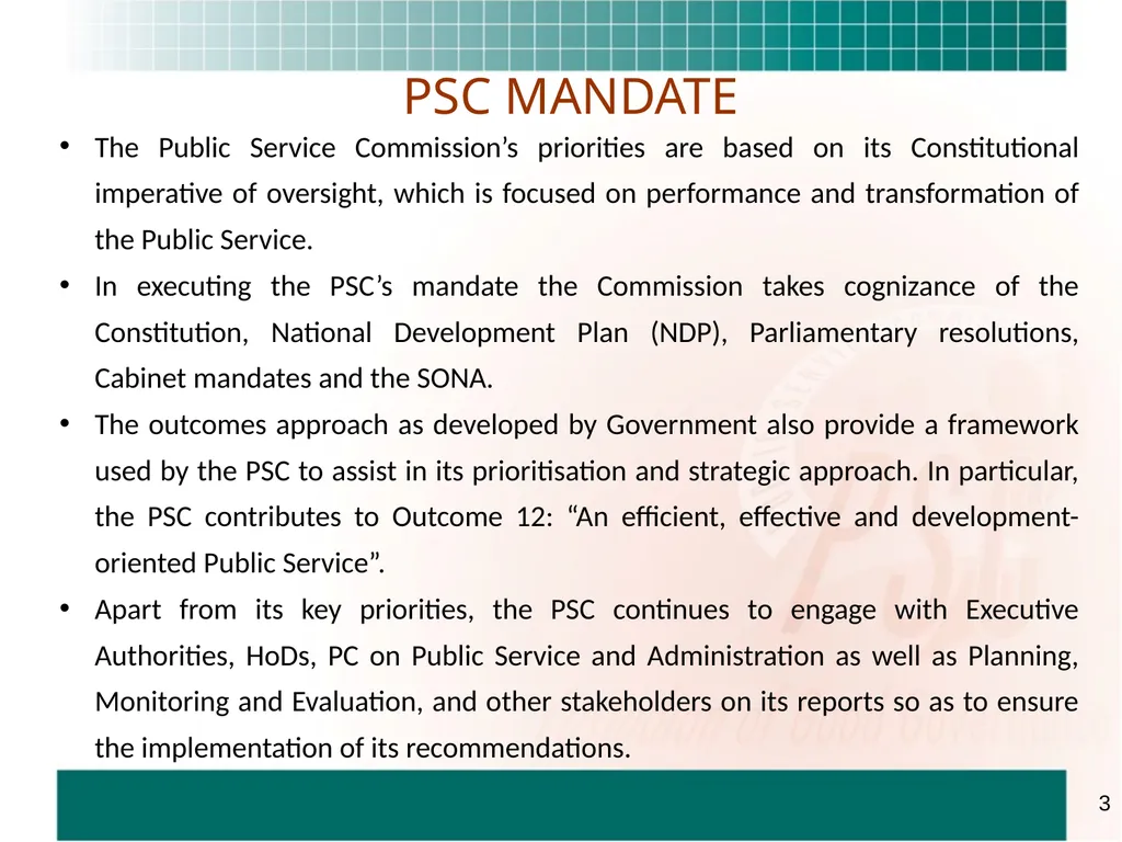 PRESENTATION TO THE STANDING COMMITTEE ON - slide 3 of 68
