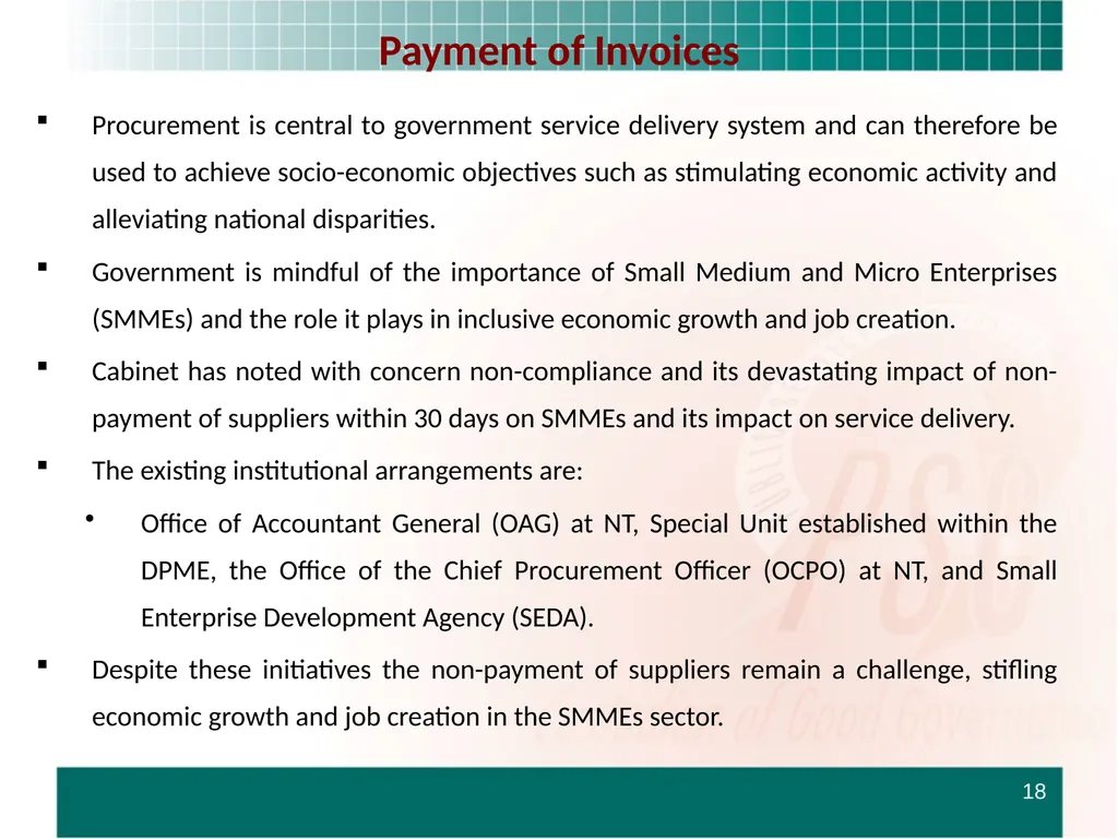PRESENTATION TO THE STANDING COMMITTEE ON - slide 18 of 68