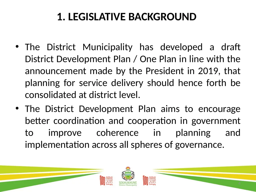 DRAFT DISTRICT DEVELOPMENT PLAN AND BUDGET FOR - slide 4 of 50