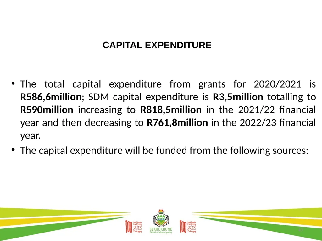 DRAFT DISTRICT DEVELOPMENT PLAN AND BUDGET FOR - slide 40 of 50