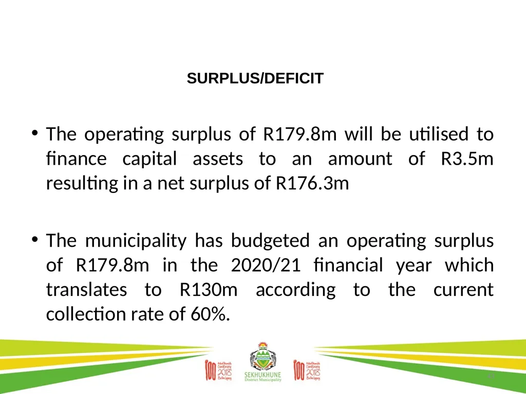 DRAFT DISTRICT DEVELOPMENT PLAN AND BUDGET FOR - slide 43 of 50