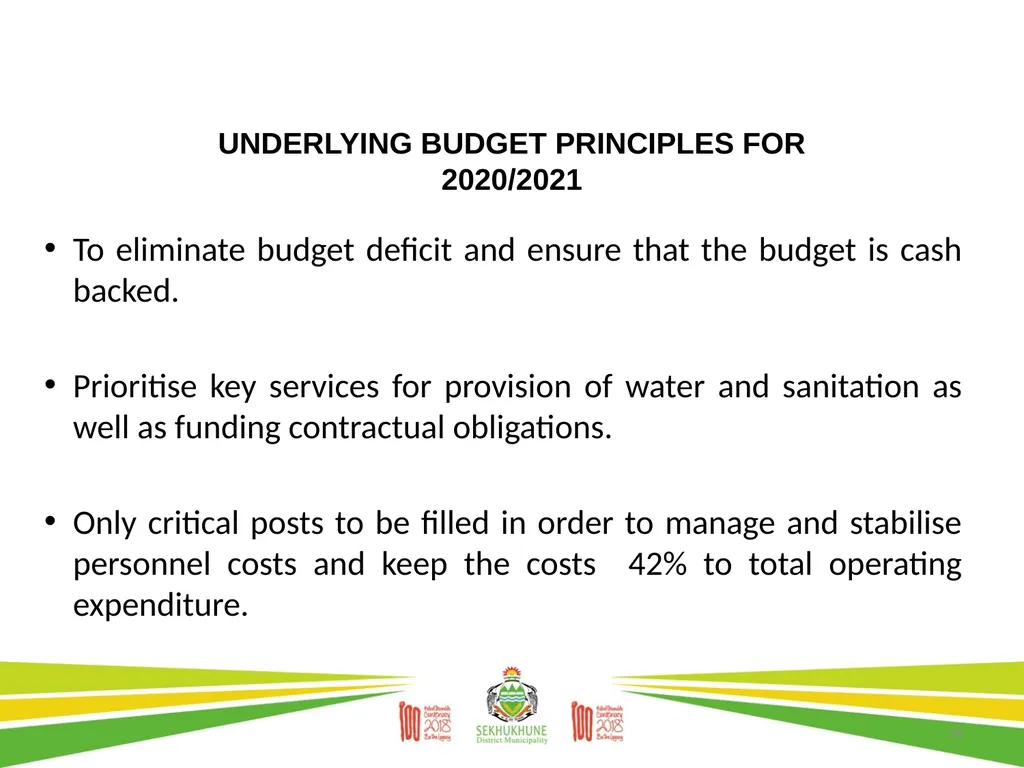 DRAFT DISTRICT DEVELOPMENT PLAN AND BUDGET FOR - slide 36 of 50