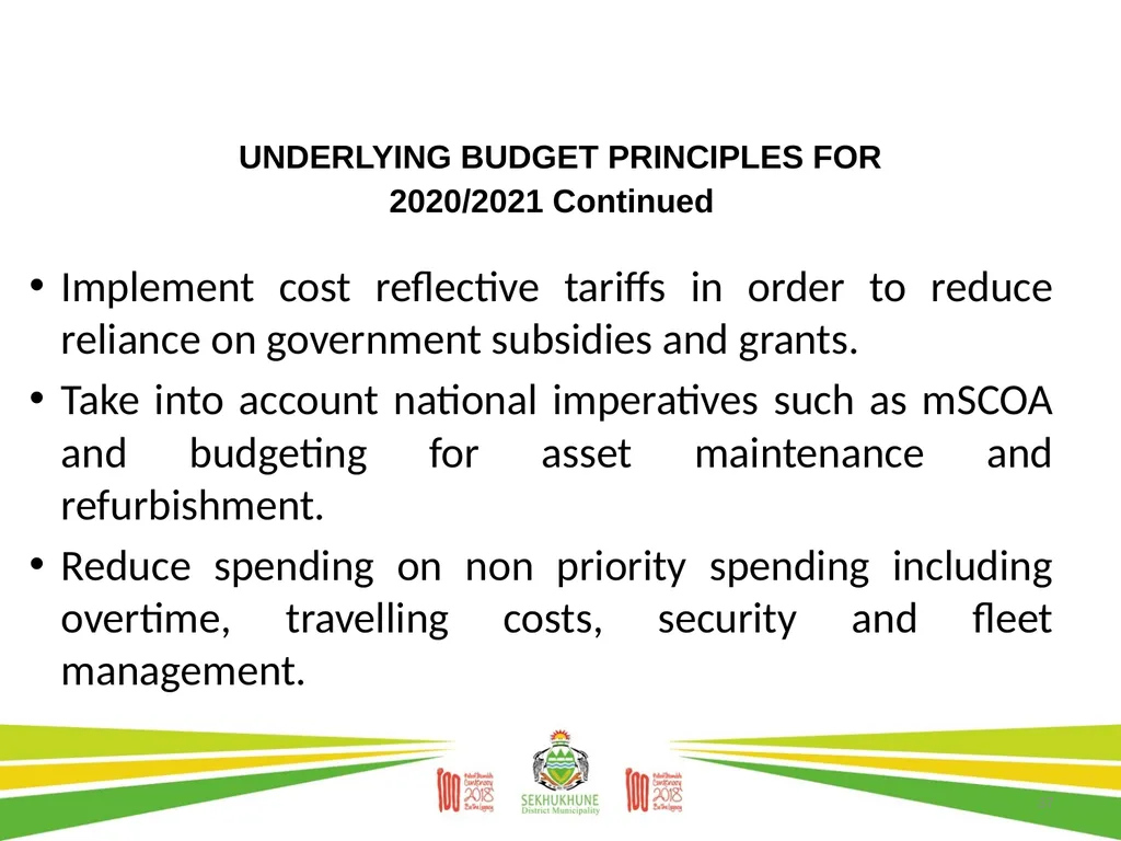 DRAFT DISTRICT DEVELOPMENT PLAN AND BUDGET FOR - slide 37 of 50