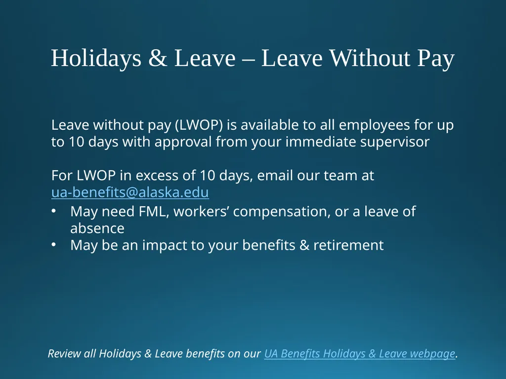 Welcome to University of Alaska! Benefits Overview - slide 63 of 87