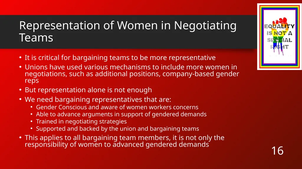 Gender Equity and Collective Bargaining Why Gender - slide 16 of 17