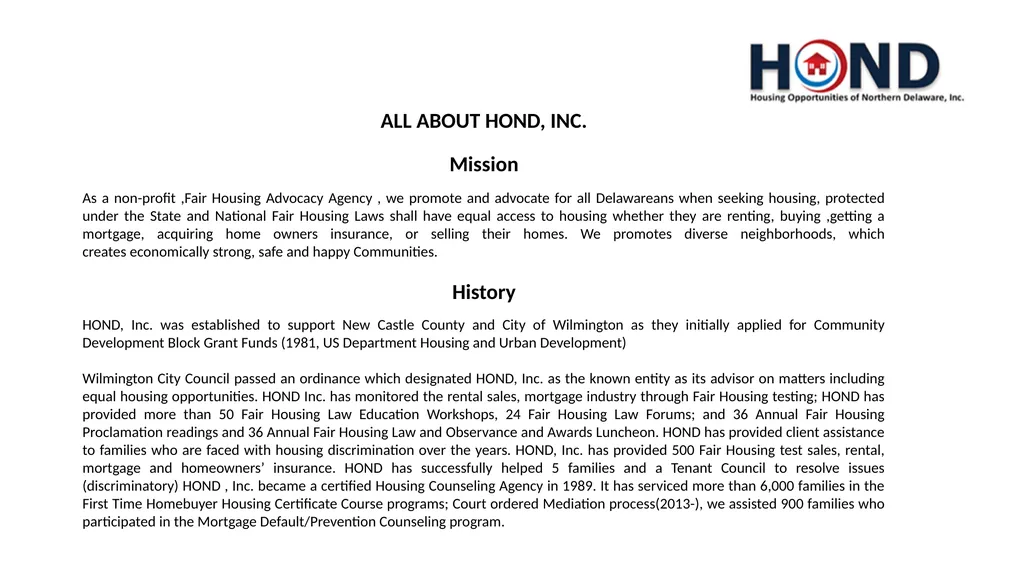 ALL ABOUT HOND, INC. Mission As a non-profit ,Fair