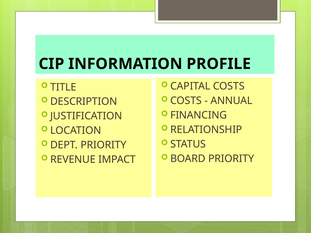 CAPITAL IMPROVEMENTS PLANNING Equipment Purchases - slide 28 of 45
