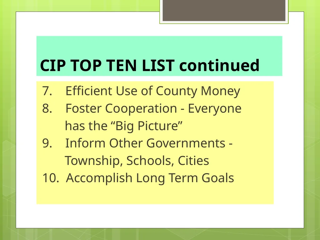 CAPITAL IMPROVEMENTS PLANNING Equipment Purchases - slide 7 of 45