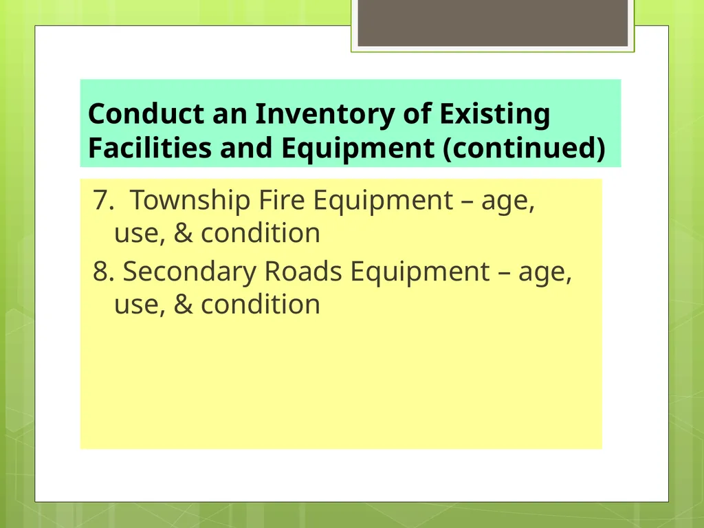 CAPITAL IMPROVEMENTS PLANNING Equipment Purchases - slide 25 of 45
