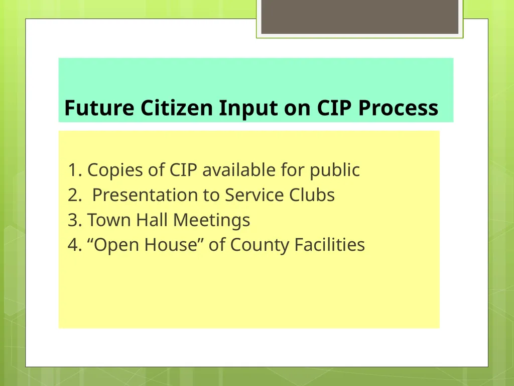 CAPITAL IMPROVEMENTS PLANNING Equipment Purchases - slide 43 of 45
