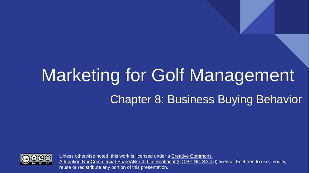 Marketing for Golf Management Chapter 8: Business - slide 1 of 7