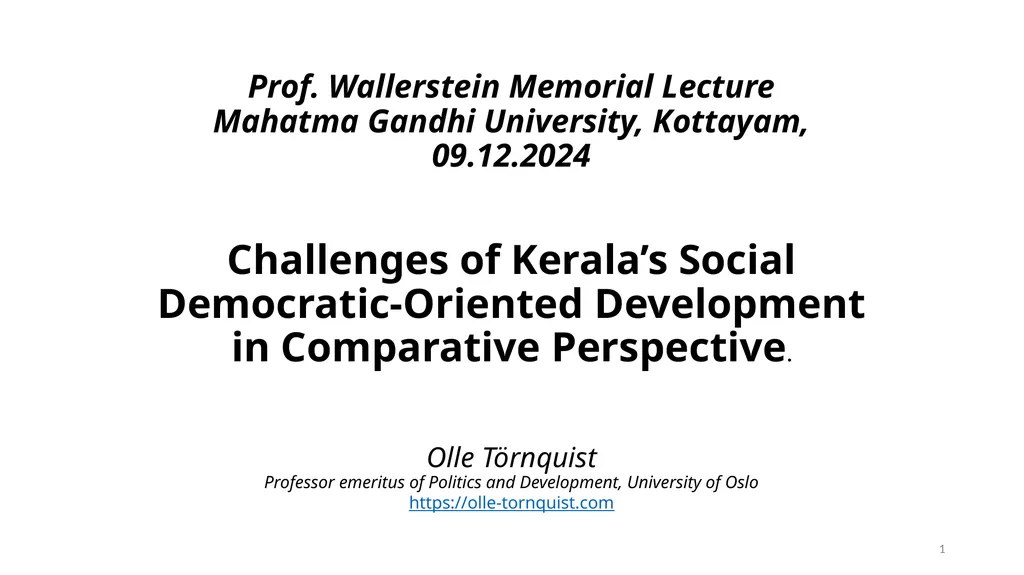 Prof. Wallerstein Memorial Lecture Mahatma Gandhi