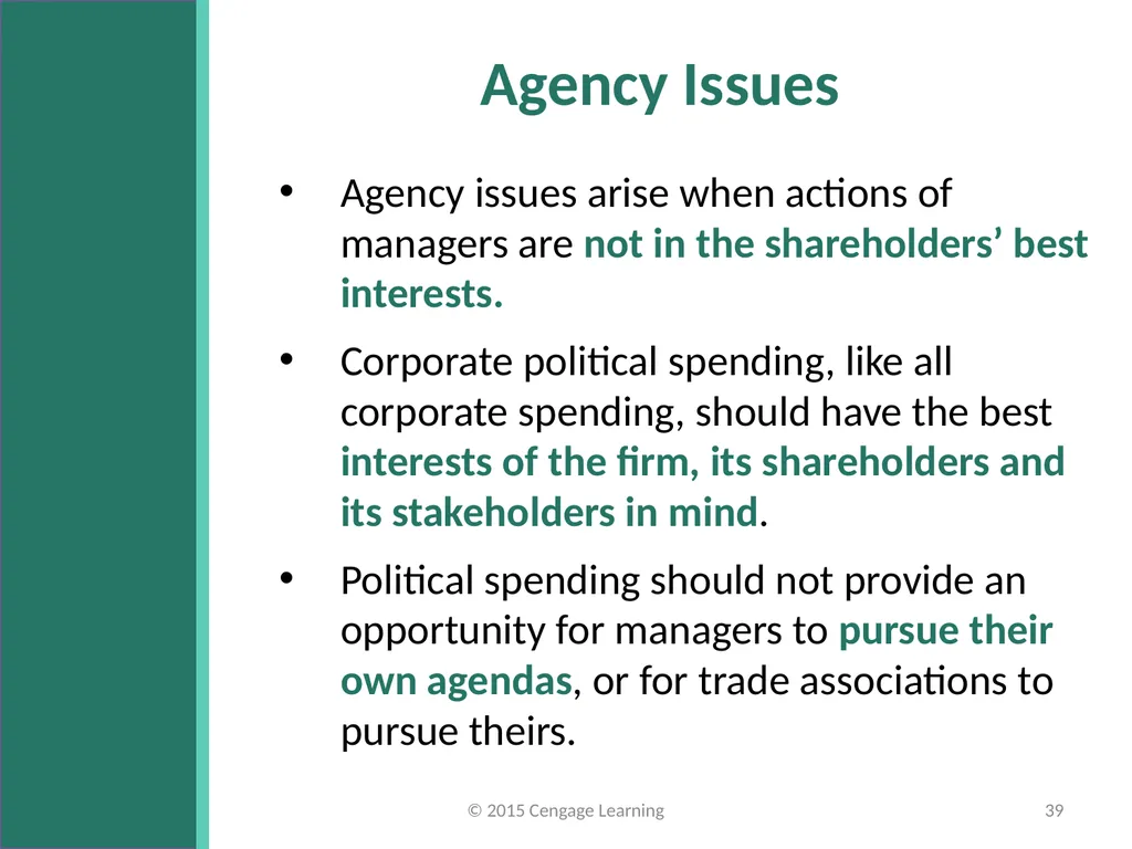 Key Topics Ch 11 & 12 © 2015 Cengage Learning - slide 39 of 43
