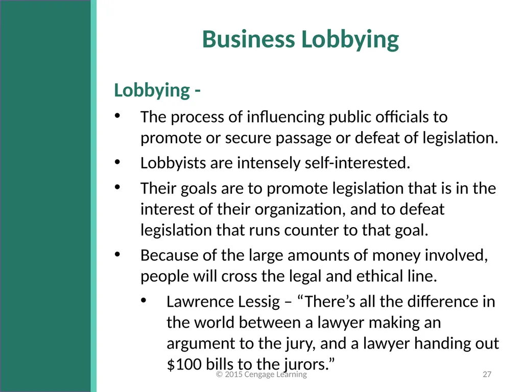 Key Topics Ch 11 & 12 © 2015 Cengage Learning - slide 27 of 43