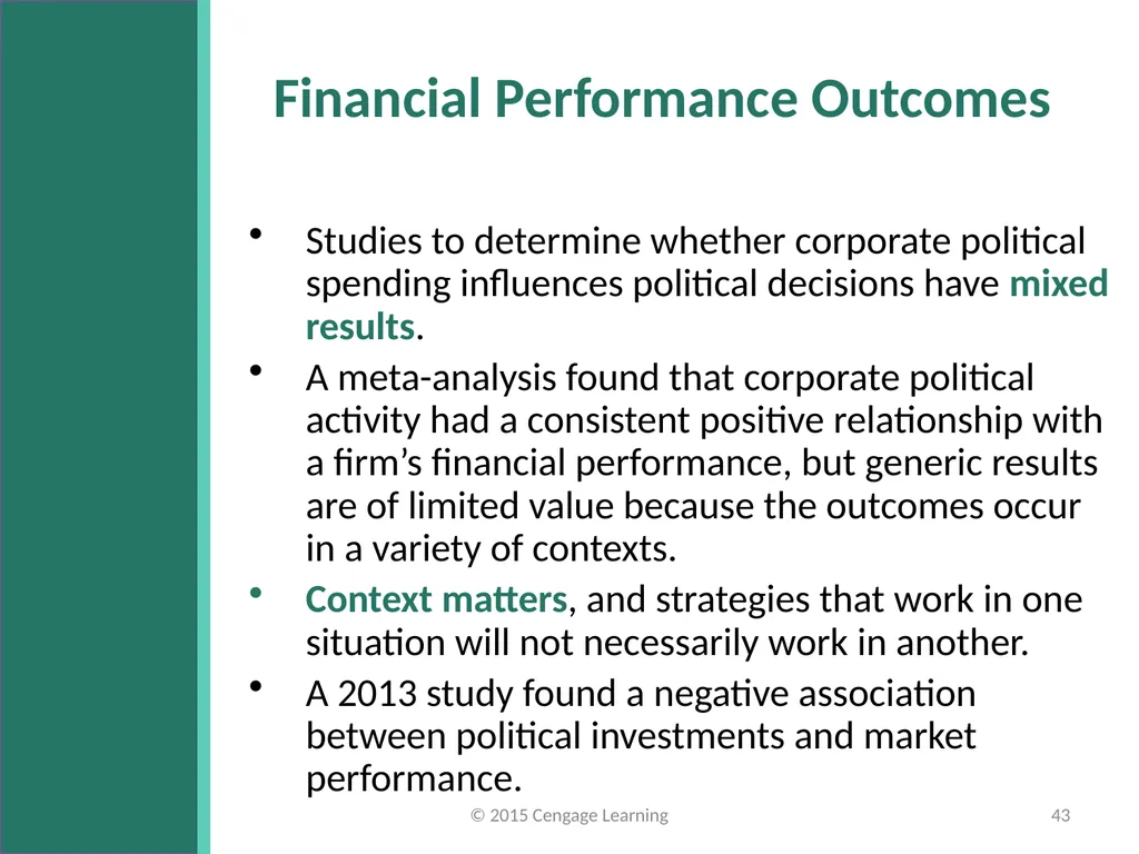 Key Topics Ch 11 & 12 © 2015 Cengage Learning - slide 43 of 43