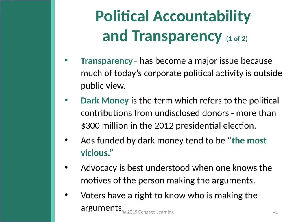 Key Topics Ch 11 & 12 © 2015 Cengage Learning - slide 41 of 43