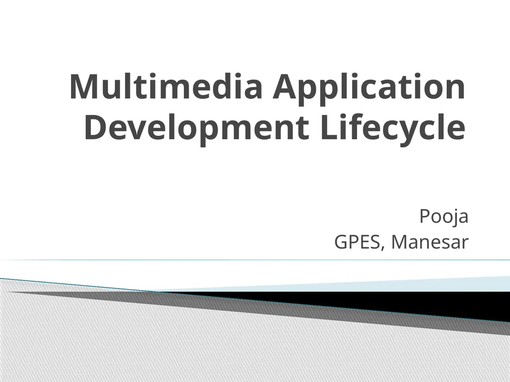 Multimedia Application Development Lifecycle Pooja