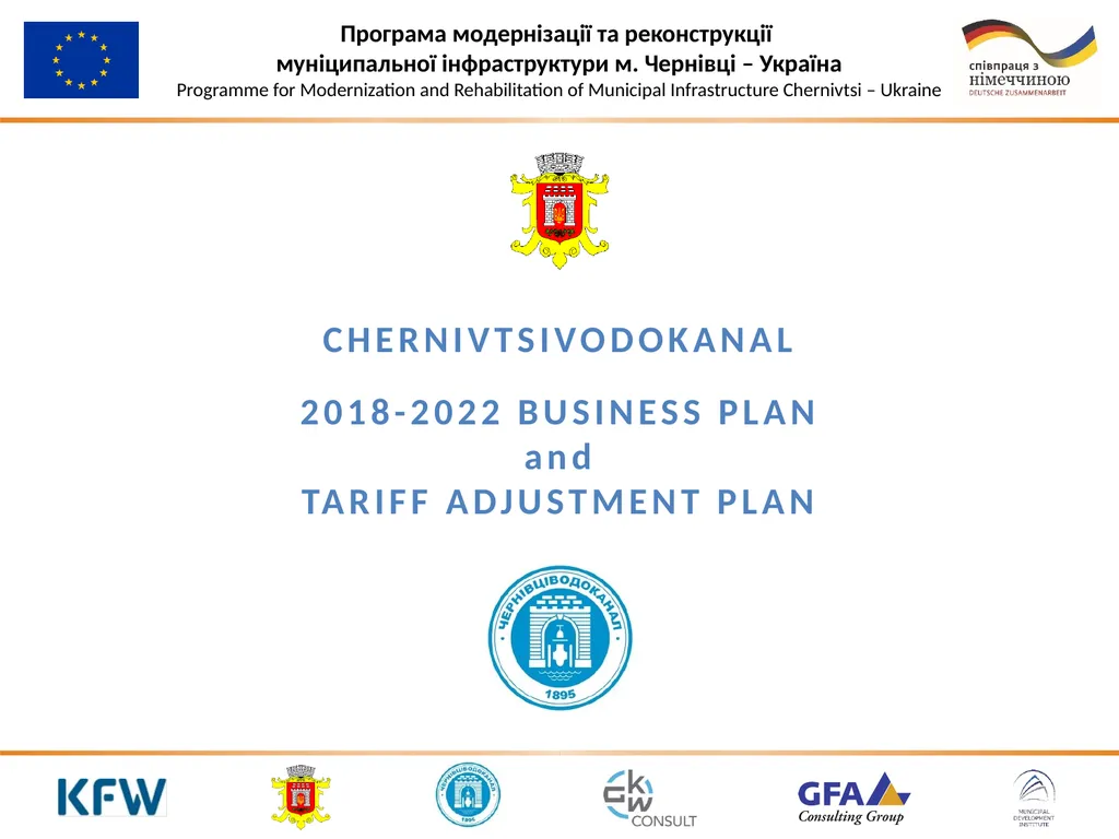 CHERNIVTSIVODOKANAL 2018-2022 BUSINESS PLAN and