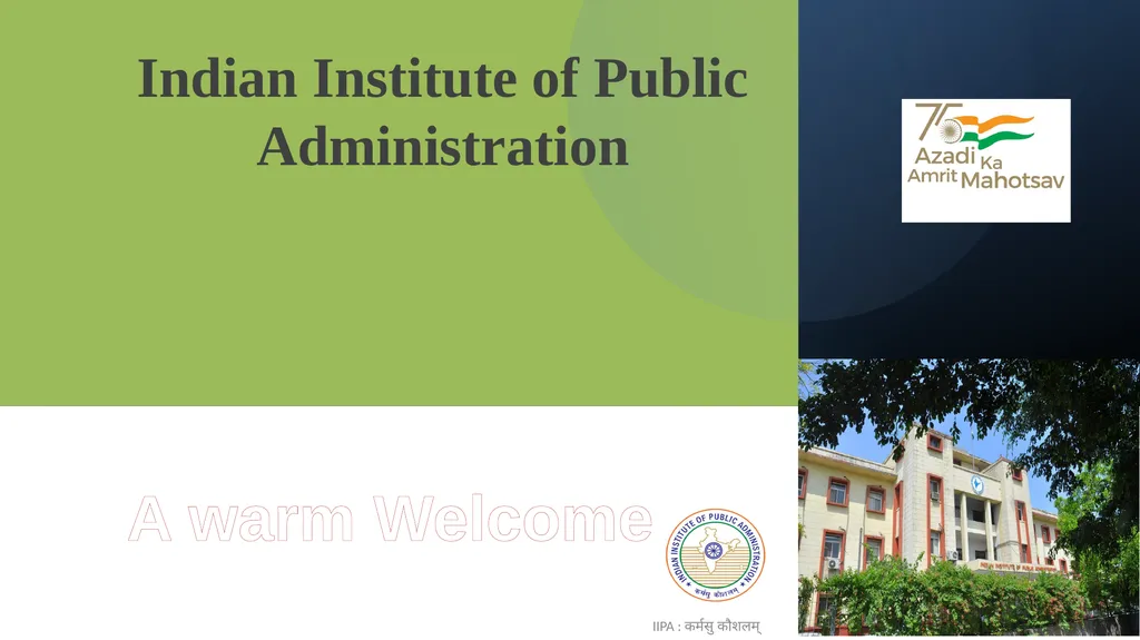 Indian Institute of Public Administration IIPA : - slide 1 of 15