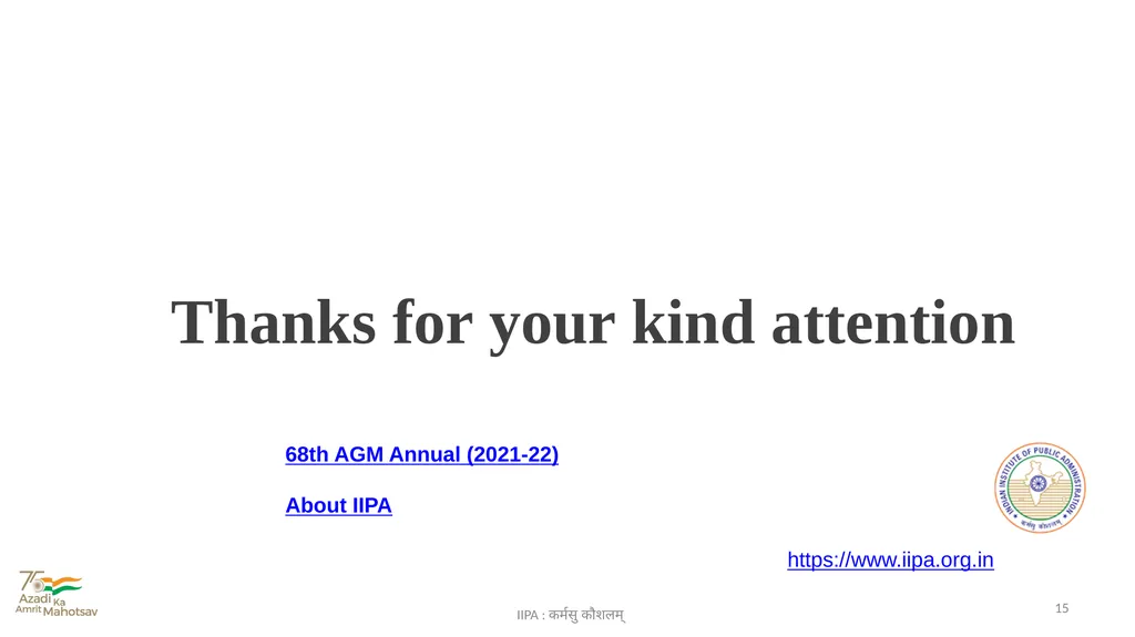 Indian Institute of Public Administration IIPA : - slide 15 of 15