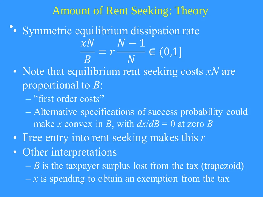 Rent Seeking and Redistribution Resources used (or - slide 9 of 12