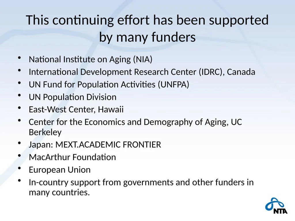 Population Aging and the Generational Economy: A - slide 5 of 19