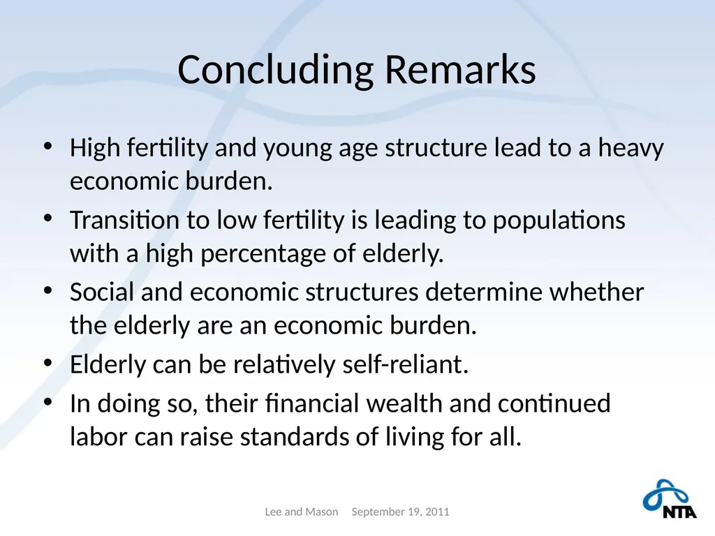 Population Aging and the Generational Economy: A - slide 19 of 19