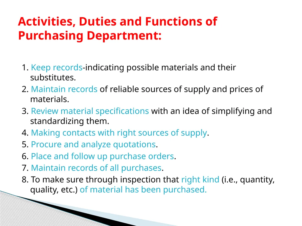 UNIT-5 The purchasing department occupies a vital - slide 4 of 10