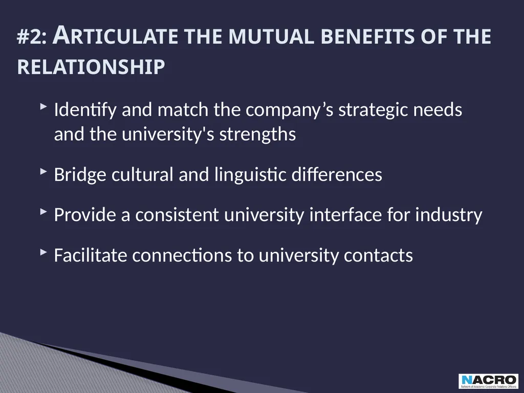 Academic Corporate Relations: Essential Elements - slide 8 of 16