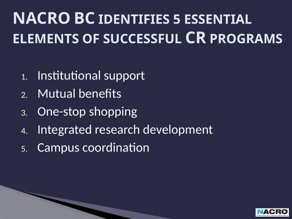 Academic Corporate Relations: Essential Elements - slide 6 of 16