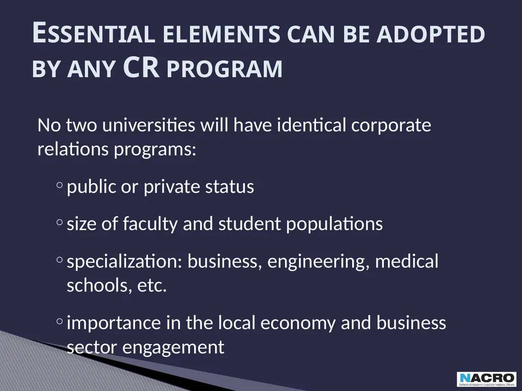 Academic Corporate Relations: Essential Elements - slide 5 of 16