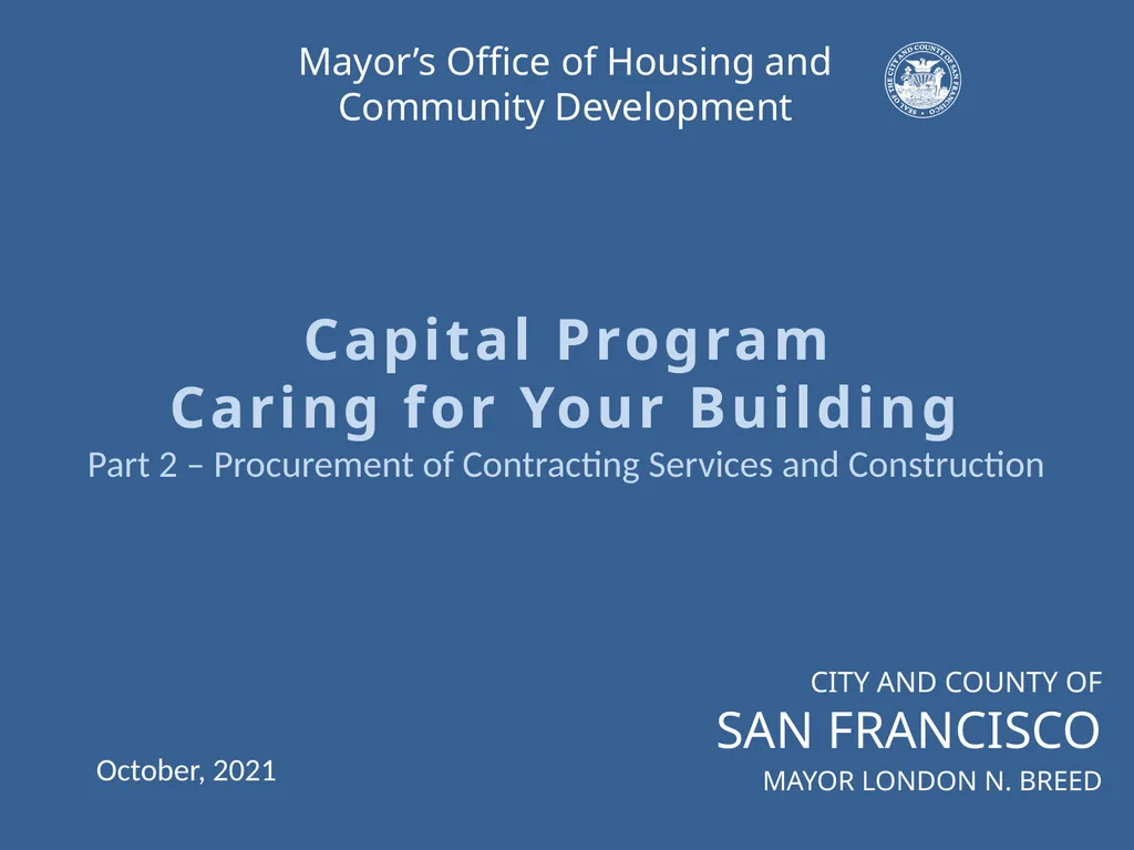 CITY AND COUNTY OF SAN FRANCISCO MAYOR LONDON N.