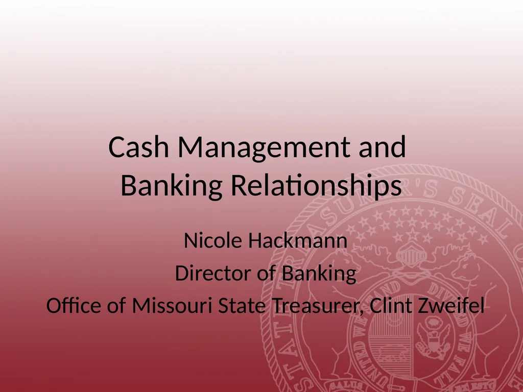 Cash Management and Banking Relationships Nicole