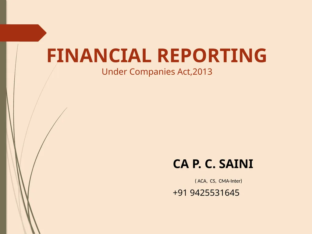 CA P. C. SAINI ( ACA, CS, CMA-Inter) +91 - slide 1 of 103
