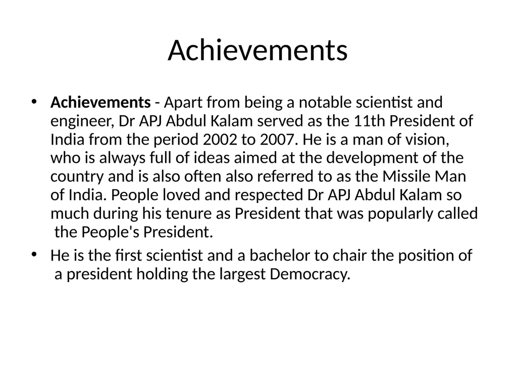 The Missile Man Dr.A.P.J.Abdul Kalam Prepared By: - slide 12 of 20