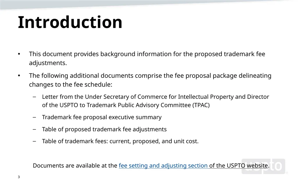 Trademark fee proposal Background information June - slide 3 of 52