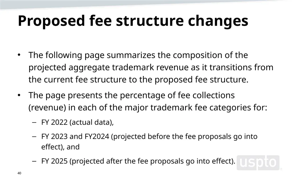 Trademark fee proposal Background information June - slide 40 of 52