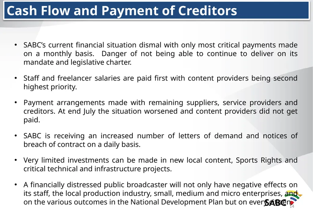 SABC PRESENTATION TO THE PORTFOLIO COMMITTEE ON - slide 14 of 28