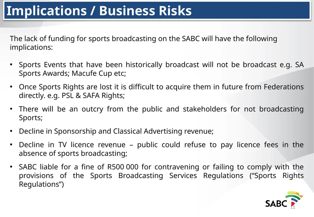 SABC PRESENTATION TO THE PORTFOLIO COMMITTEE ON - slide 11 of 28
