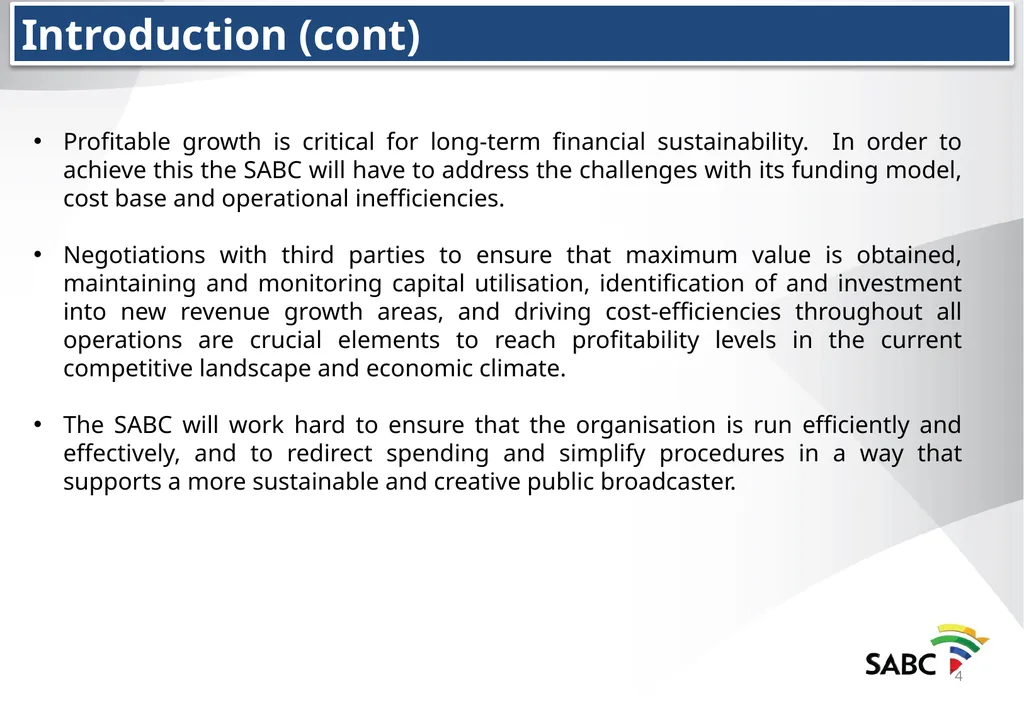 SABC PRESENTATION TO THE PORTFOLIO COMMITTEE ON - slide 4 of 28