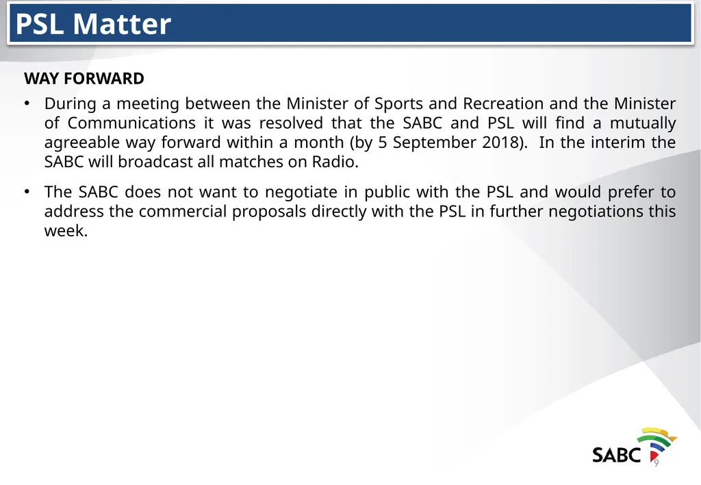 SABC PRESENTATION TO THE PORTFOLIO COMMITTEE ON - slide 9 of 28