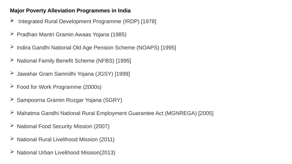 TOPIC – MAJOR POVERTY ALLEVIATION PROGRAMMES IN - slide 4 of 7
