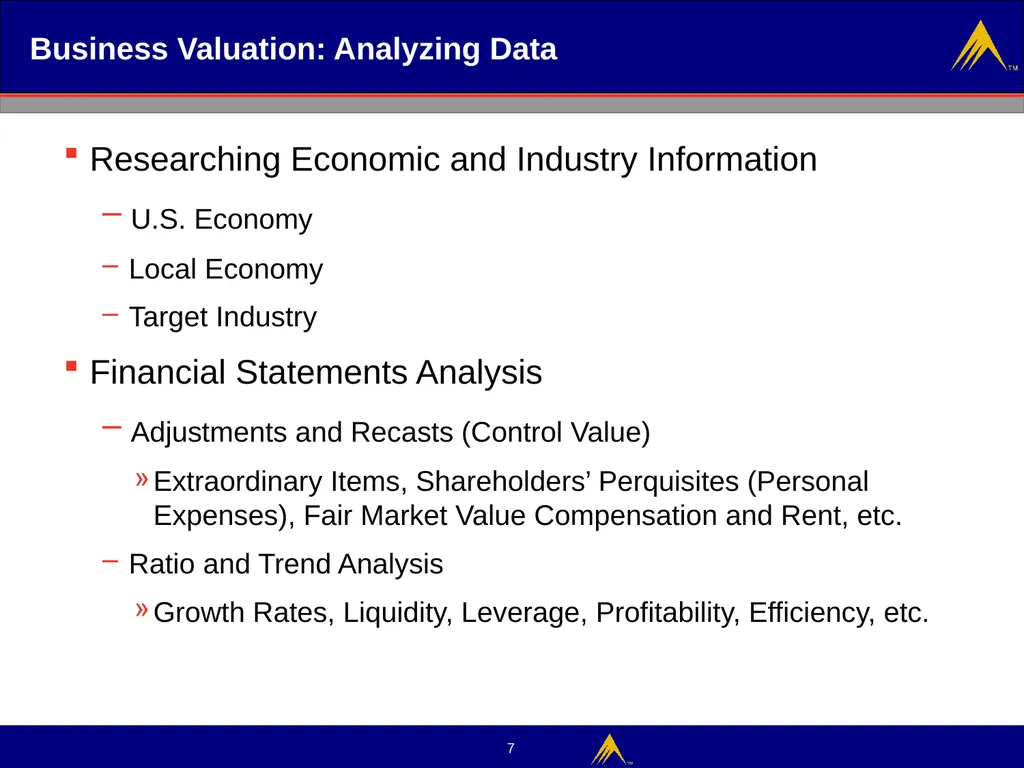 Business Valuation Valuation Methodologies - slide 7 of 43