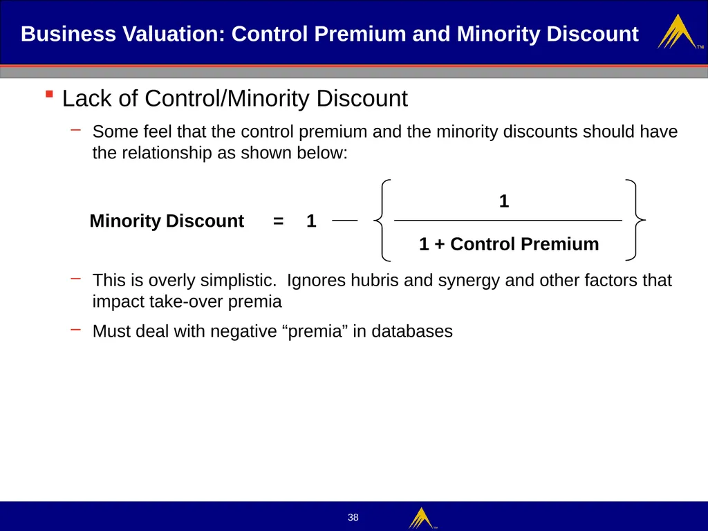 Business Valuation Valuation Methodologies - slide 38 of 43