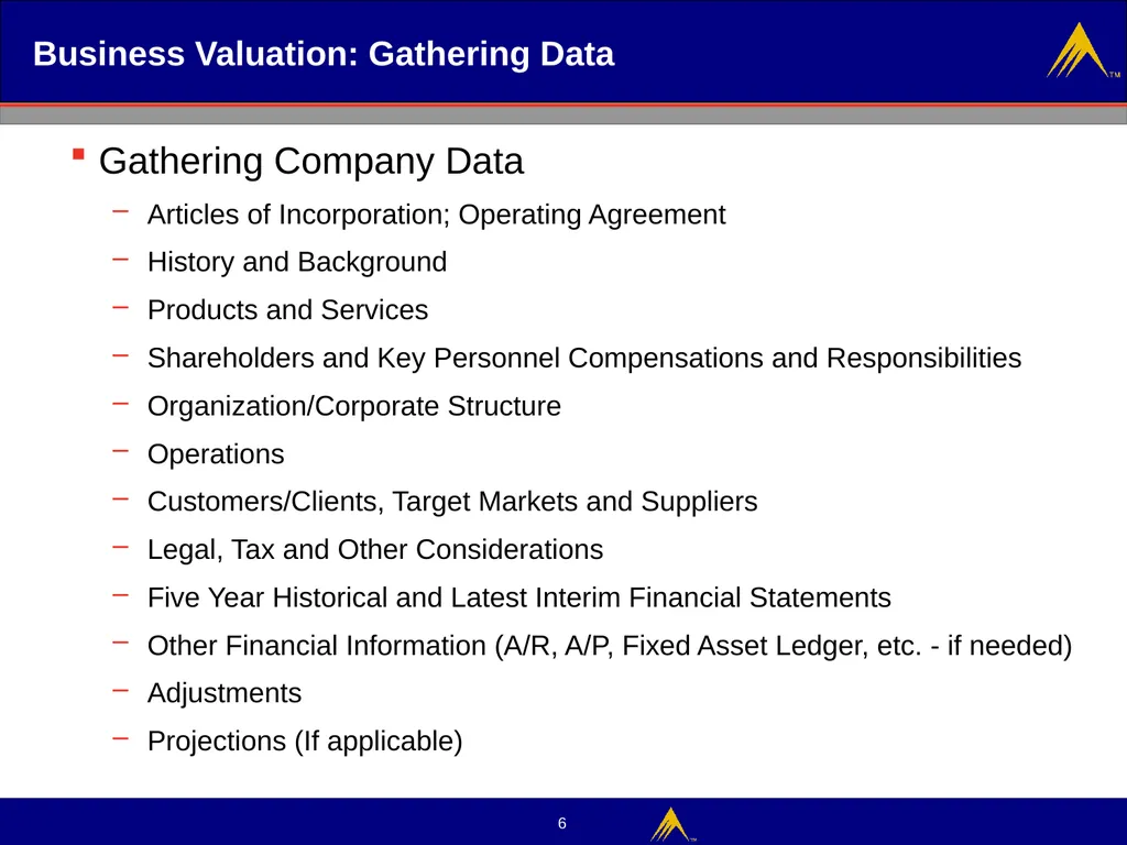 Business Valuation Valuation Methodologies - slide 6 of 43